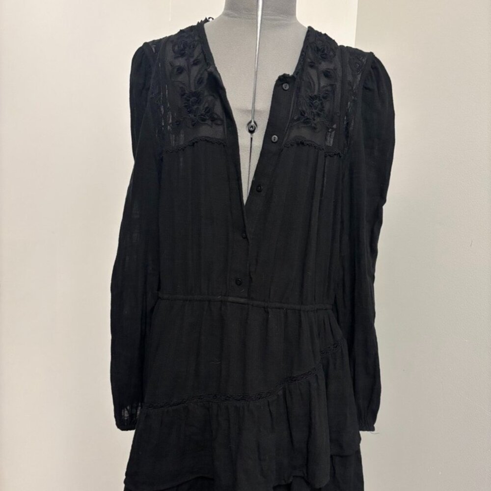 Zara Long Sleeve Embroidered Mini Dress